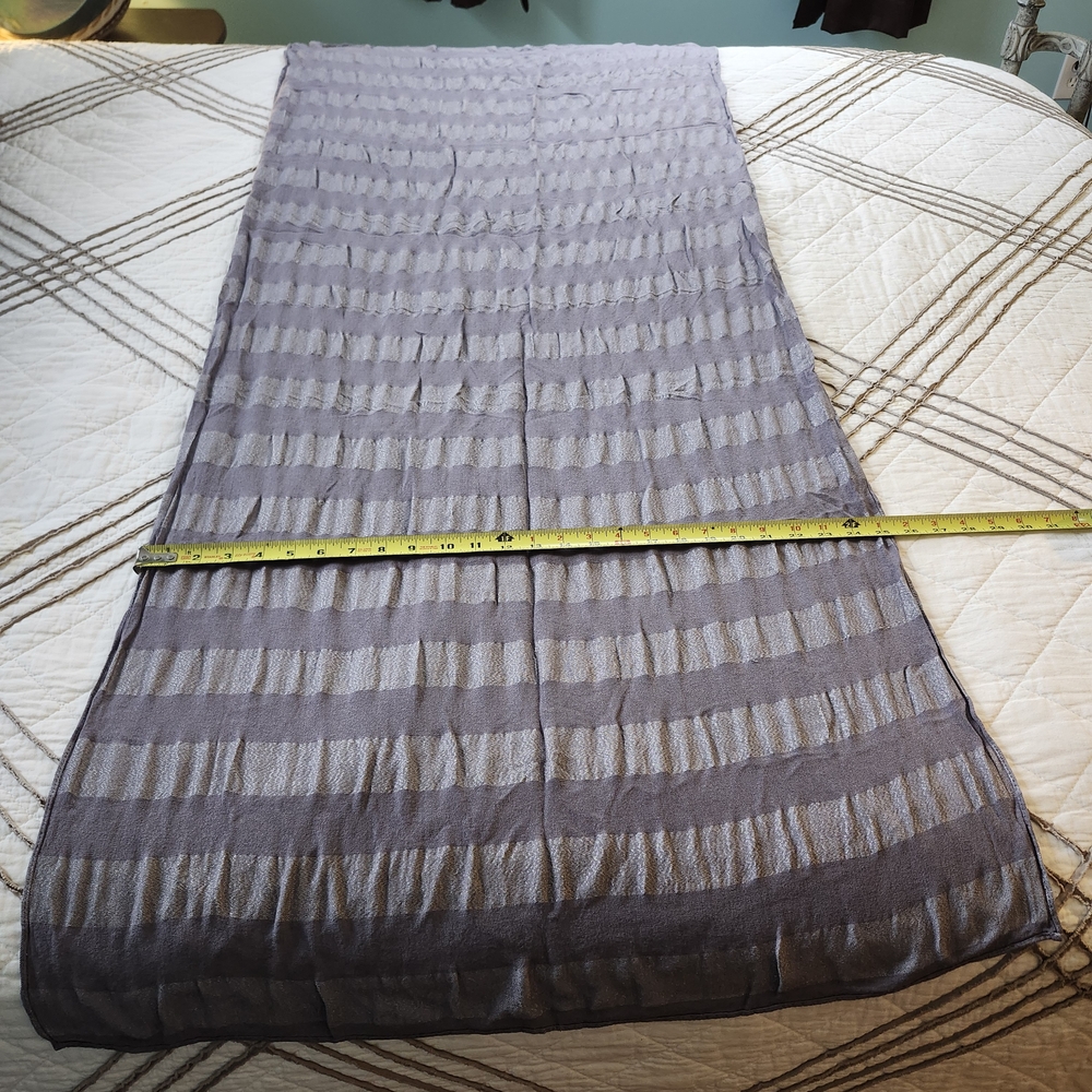 Elegant Gray Shimmer Striped Scarf, 60"Lx27"W.